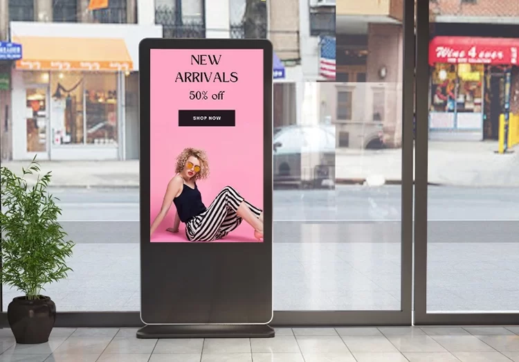 Indoor Digital standee displaying promotional content in a retail store