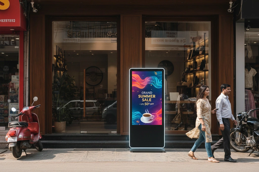 LED Advertising Display outside a retail store for brand marketing.