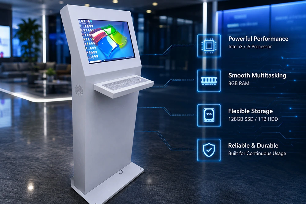 High-performance digital kiosk with advanced hardware