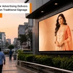 Modern LED wall for advertising on a busy Indian city street, attracting attention with bright digital display content.