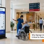 Signage led module guiding patients with clear digital directions in a modern Indian hospital lobby