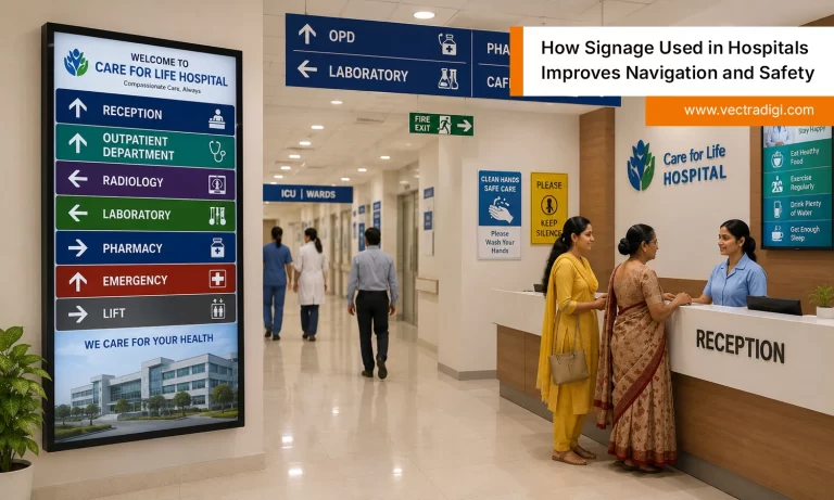 Digital signage used in hospitals improves navigation, patient guidance, and safety in Indian healthcare