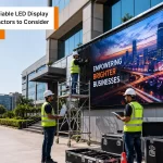 LED display company installing a high-quality outdoor LED display at an Indian corporate building
