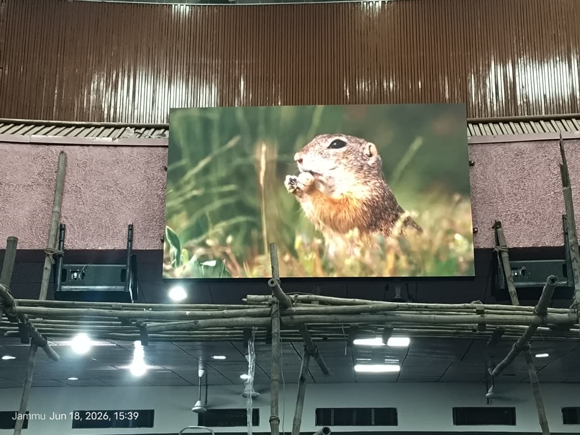 Vectradigi installed a P2.5 indoor LED display at Government Medical College Jammu, 8.4 x 5.25 feet.